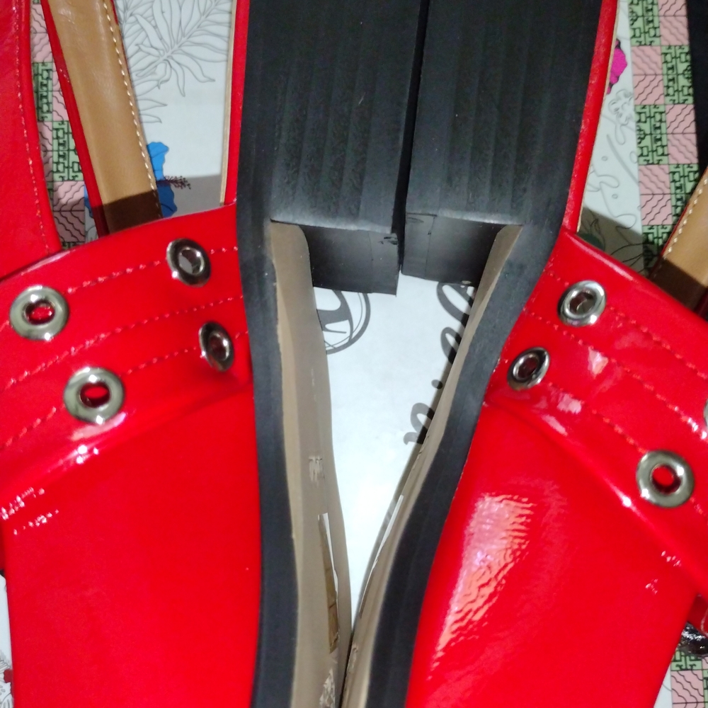 Chic Red Buckled Flats for Women - Picture 16 of 17